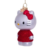 Vondels - Christbaumschmuck aus Glas - Hello Kitty with red dress - Hello Kitty mit rotem Kleid 9cm