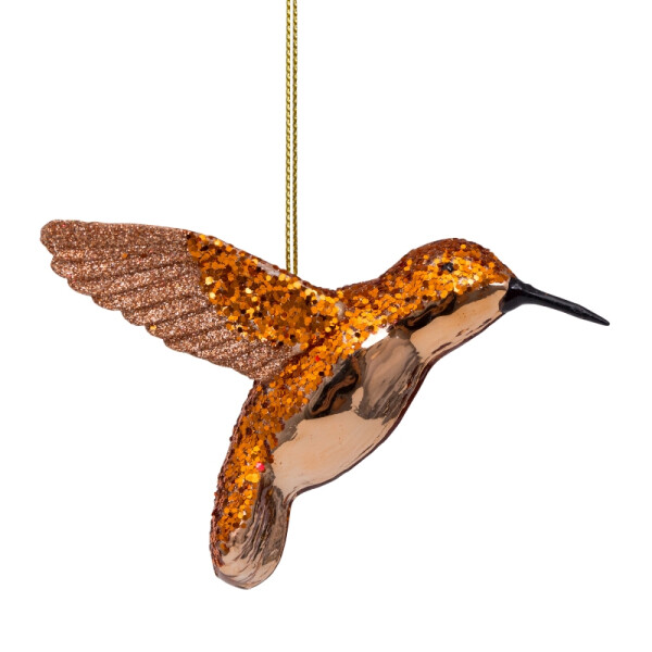 Vondels - Christbaumschmuck aus Glas - Cognac brown hummingbird / Eisvogel braun 8,5cm