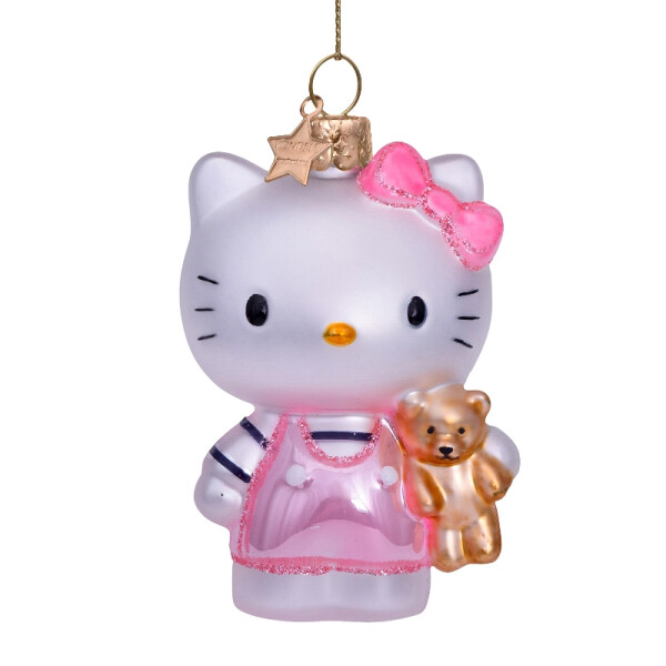 Vondels - Christbaumschmuck aus Glas - Hello Kitty pink with bear 9cm