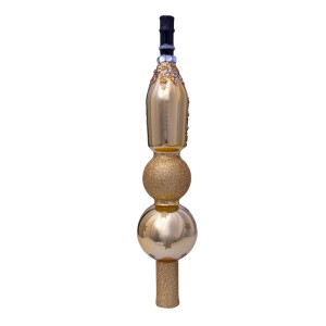 Vondels - Christbaumschmuck aus Glas / Christbaumspitze - gold with champgane bottle / Champagnerflasche gold 26cm