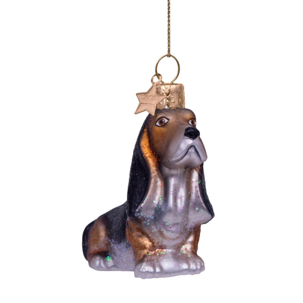 Vondels - Christbaumschmuck aus Glas - basset dog / Basset 7,4cm