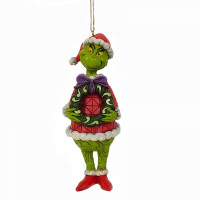 Dr. Seuss THE GRINCH by JIM SHORE Christbaumschmuck - Grinch with wreath - hanging ornament