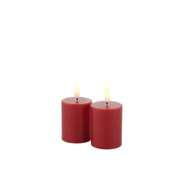 SIRIUS - LED Kerze Sille MINI - 5 x 6,5cm - scarlett red / rot (2-er Set)