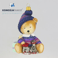 KOMOZJA family - Christbaumschmuck - TEDDY big in cap with toys / Teddybär groß mit Spielzeug
