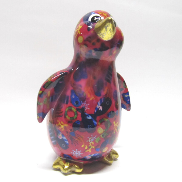Spardose POMME PIDOU - Pinguin Paco - pink / Fische