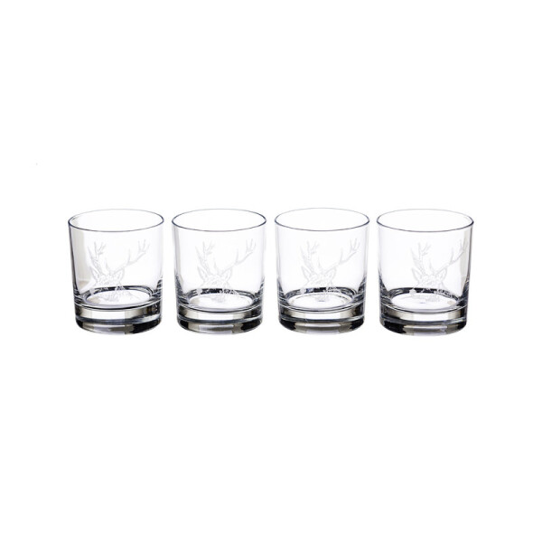 SelbraeHouse - Geschenkset / Gläserset (4 Stück) - Tumbler / Whiskygläser - HIRSCH / STAG - 8,5 x 9,5cm