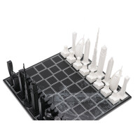 SKYLINE-CHESS - Design - Schach / Schachspiel - Dubai Acrylic Edition / wooden board