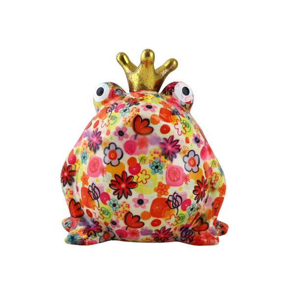 POMME PIDOU XL-Spardose Froschkönig Freddy - weiß / Blumen