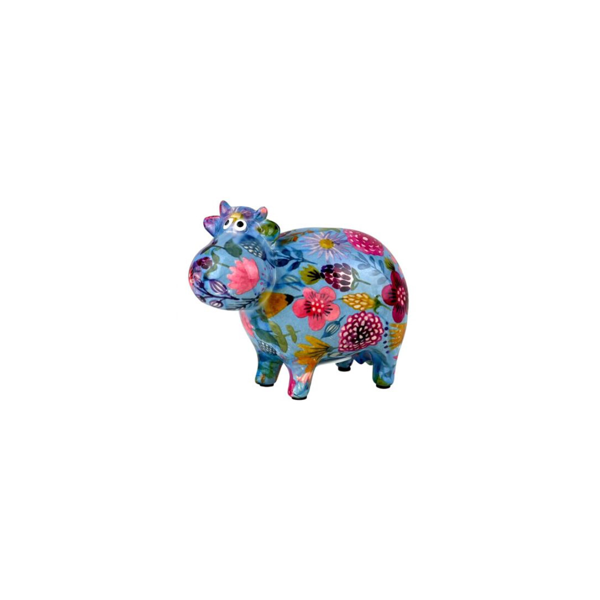 Spardose POMME PIDOU - Kuh Bella - hellblau / Orchideen