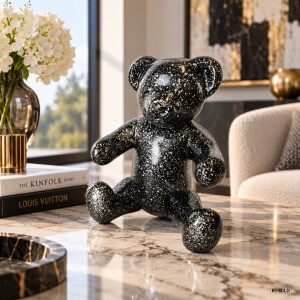 Atelier Design - Outdoor-Dekofigur / Skulptur - Teddybär schwarz/silber - 30cm