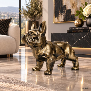 Atelier Design - Outdoor-Dekofigur / Skulptur - Hund Bulldogge Messing-Optik - 45 x 37cm