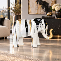 Atelier Design - Outdoor-Dekofigur / Skulptur XL - Elefant schwarz / weiß / gold - 85 x 60cm