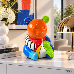 Atelier Design - Dekofigur / Skulptur - Teddybär Pop-Art orange - 20 x 16cm
