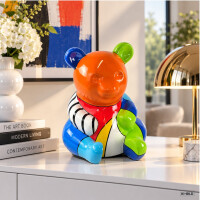 Atelier Design - Dekofigur / Skulptur - Teddybär Pop-Art orange - 20 x 16cm