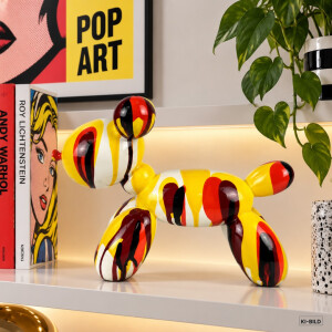 Atelier Design - Dekofigur / Skulptur - Hund / Balloondog Pop-Art gelb - 32 x 23cm
