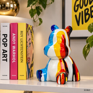 Atelier Design - Dekofigur / Skulptur - Hippo / Nilpferd Pop-Art gelb-orange - 20 x 15cm