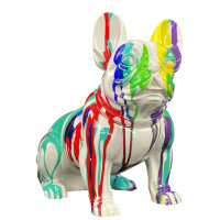 Atelier Design - Dekofigur / Skulptur - Hund / Bulldogge Pop-Art türkis - 38 x 33cm