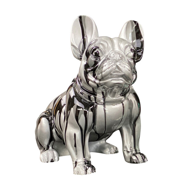 Atelier Design - Dekofigur / Skulptur - Hund / Bulldogge Pop-Art grau - 38 x 33cm