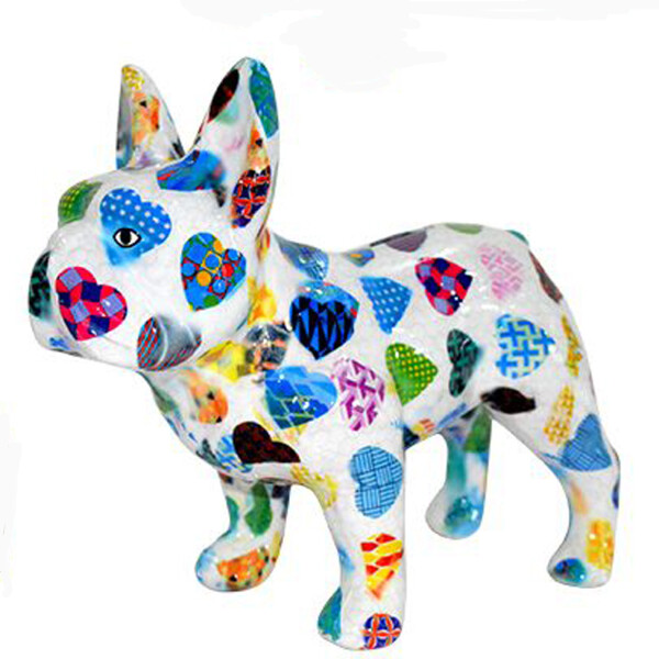 POMME PIDOU XL-Spardose Bulldogge Jack - weiß / Herzen