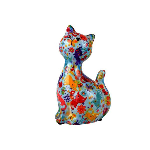 Spardose POMME PIDOU - Katze Caramel - hellblau / Katzen