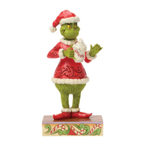 Dr. Seuss THE GRINCH by JIM SHORE - Grinch with hot chocolate mug / Grinch mit heißer Schokolade - Dekofigur