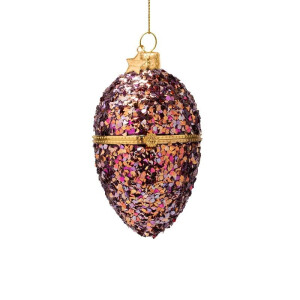 Vondels - Christbaumschmuck aus Glas - multicolor egg with allover glitters / Glitzerei  mehrfarbig10cm