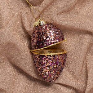 Vondels - Christbaumschmuck aus Glas - multicolor egg with allover glitters / Glitzerei  mehrfarbig10cm