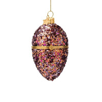 Vondels - Christbaumschmuck aus Glas - multicolor egg with allover glitters / Glitzerei  mehrfarbig10cm