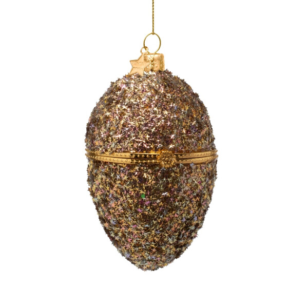 Vondels - Christbaumschmuck aus Glas - multicolor egg with allover stars / Sternen-Ei  mehrfarbig11cm