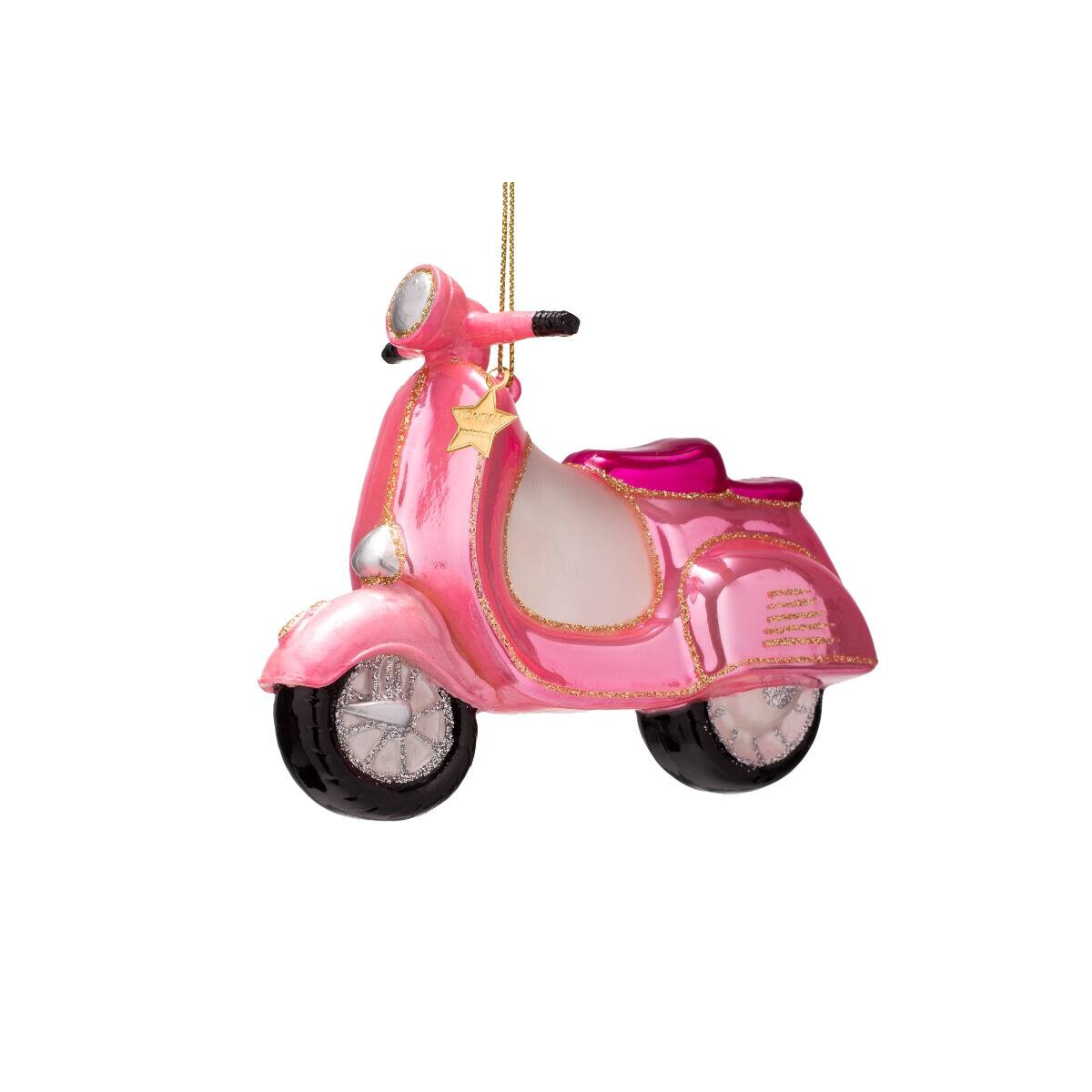 Vondels - Christbaumschmuck aus Glas - pink scooter /...