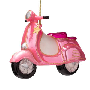 Vondels - Christbaumschmuck aus Glas - pink scooter / pinker Roller 9,5cm