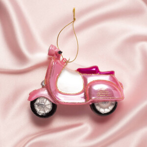 Vondels - Christbaumschmuck aus Glas - pink scooter / pinker Roller 9,5cm