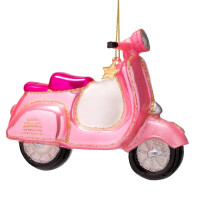 Vondels - Christbaumschmuck aus Glas - pink scooter / pinker Roller 9,5cm