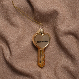 Vondels - Christbaumschmuck aus Glas - gold key new home / goldener Schlüssel "New home" 8,5cm