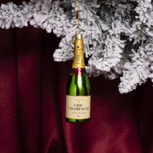 Vondels - Christbaumschmuck aus Glas - green luxury champagne bottle / grüne Champagnerflasche 14cm