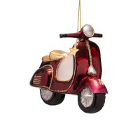Vondels - Christbaumschmuck aus Glas - burgundy scooter / burgund-roter Roller 9,5cm