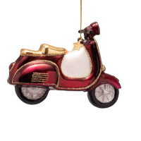 Vondels - Christbaumschmuck aus Glas - burgundy scooter / burgund-roter Roller 9,5cm
