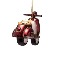 Vondels - Christbaumschmuck aus Glas - burgundy scooter / burgund-roter Roller 9,5cm