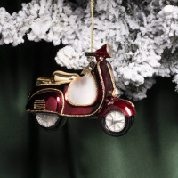Vondels - Christbaumschmuck aus Glas - burgundy scooter / burgund-roter Roller 9,5cm