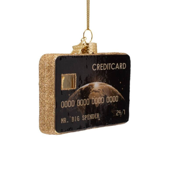 Vondels - Christbaumschmuck aus Glas - black credit card / schwarze Kreditkarte 7cm