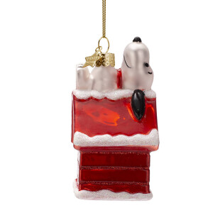 Vondels - Christbaumschmuck aus Glas - PEANUTS / Snoopy laying on doghouse / Snoopy auf der Hundehütte 11cm