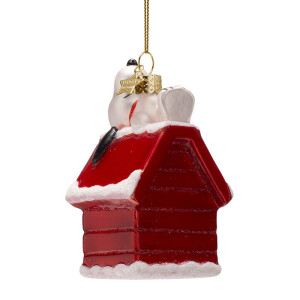Vondels - Christbaumschmuck aus Glas - PEANUTS / Snoopy laying on doghouse / Snoopy auf der Hundehütte 11cm