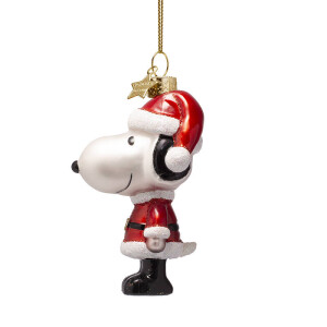 Vondels - Christbaumschmuck aus Glas - PEANUTS / Snoopy with christmas outfit / Snoopy als Weihnachtsmann 11cm