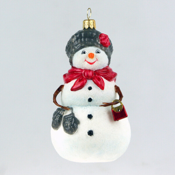 KOMOZJA family - Christbaumschmuck - SNOWMAN WITH A PURSE / Schneemann mit Täschchen