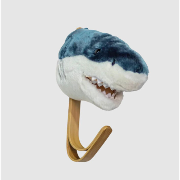 WILD & SOFT - Kleiderhaken mit Plüschkopf - HAI / SHARK blue