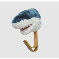 WILD & SOFT - Kleiderhaken mit Plüschkopf - HAI / SHARK blue