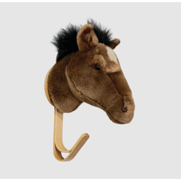 WILD & SOFT - Kleiderhaken mit Plüschkopf - PFERD braun / HORSE brown