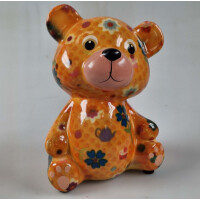 POMME PIDOU PETITES exklusive Mini-Spardosen  - Bär Toto orange / Blümchen