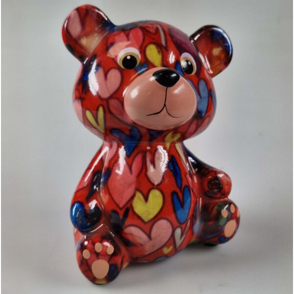 POMME PIDOU PETITES exklusive Mini-Spardosen  - Bär Toto rot / Herzen