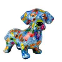Spardose POMME PIDOU - Dackel Dennis - blau / Hunde